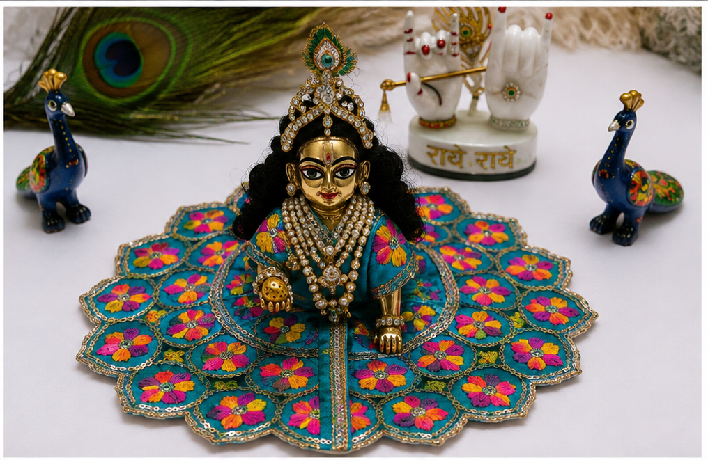Floral Laddu Gopal Ji Poshak | Flower Design Laddu Gopal Ji Poshak | Teal Blue wholesale price India